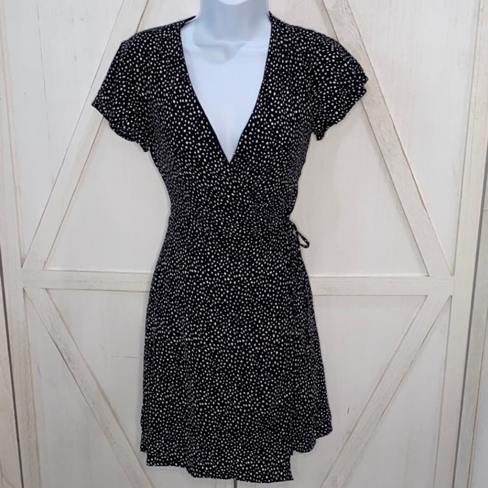 Harper Heritage Polkadot Wrap Dress In Black Size XS